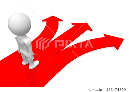 Cartoon character and three arrows - choice concept 126474880