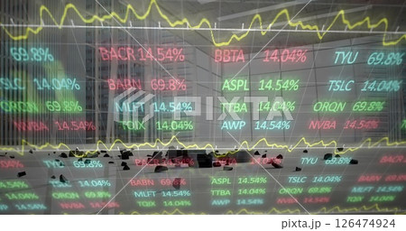Stock market data image over diverse business people in office Stock market data image over diverse business people in office 126474924