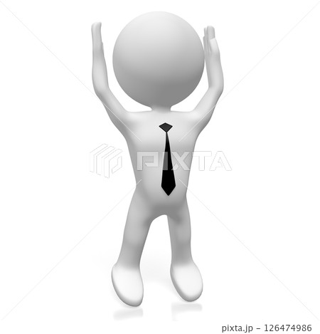 Cartoon character with raised hands 126474986