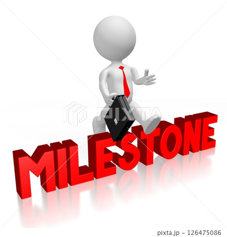 Cartoon character jumps over obstacle - milestone concept Cartoon character jumps over obstacle - milestone concept 126475086