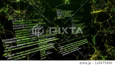 Image of data processing and shapes over black background 126475460