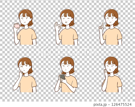 女性的面部表情集 126475524