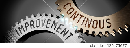 Improvement, continous - gears concept - 3D illustration Improvement, continous - gears concept - 3D illustration 126475677