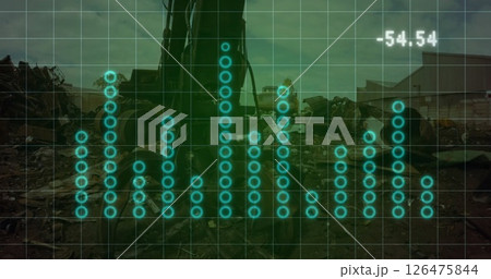 Image of financial data processing over rubbish dump 126475844