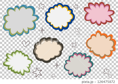 A set of comic and hand-drawn colorful frame materials. 126475872