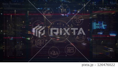 Image of network of connections over cityscape 126476022