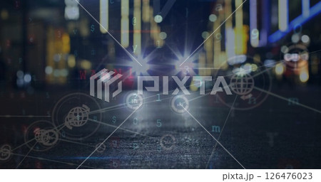 Image of network of connections over cityscape 126476023