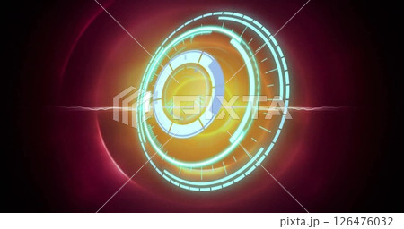 Image of scope scanning over circles on black background 126476032