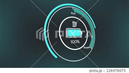 Image of battery charging on black background Image of battery charging on black background 126476075