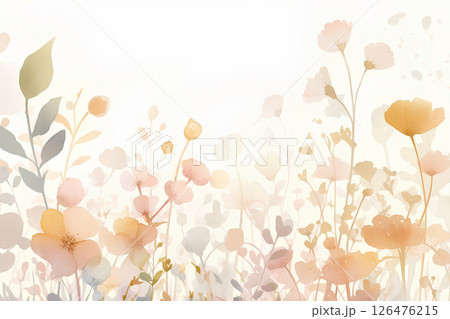 植物の透明な水彩画スタイル、柔らかな葉と花 126476215