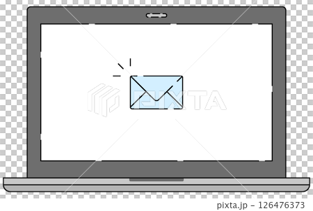 在筆記型電腦上接收電子郵件的圖像插圖時尚、虛線、簡單 在筆記型電腦上接收電子郵件的圖像插圖時尚、虛線、簡單 126476373