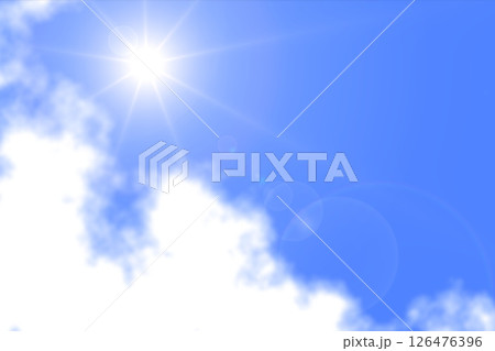 Blurred sun shines on blue sky amid cloud ,abstract background Blurred sun shines on blue sky amid cloud ,abstract background 126476396