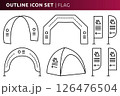 Beach flag icon set in outline style for marketing exhibition and branding, can be used for web, print 126476504