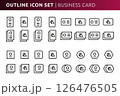 Business card icon set in outline style, different size, can be used for web, print 126476505