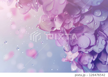 水滴と美しい紫陽花の花 126476542