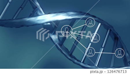 Image of user icons over dna strand 126476713
