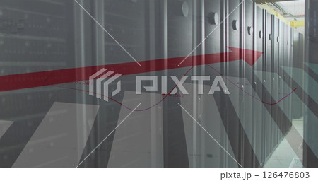 Image of data processing and diagrams over server room 126476803