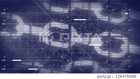 Image of data processing and chains over shapes moving 126476806