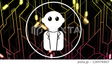 Image of digital data processing and connections with ai chatbot icon 126476807