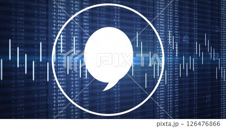 Speech bubble image over financial data processing on digital screen 126476866