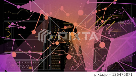 Network of connections and data processing image over digital interface Network of connections and data processing image over digital interface 126476871