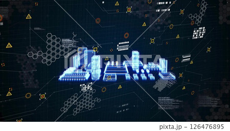 Image of digital data processing over black background 126476895