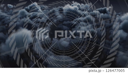 Image of digital tunnel over dark clouds 126477005