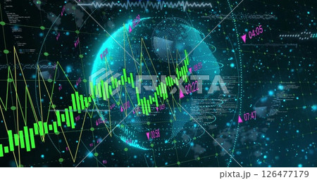 Image of financial data processing over globe 126477179