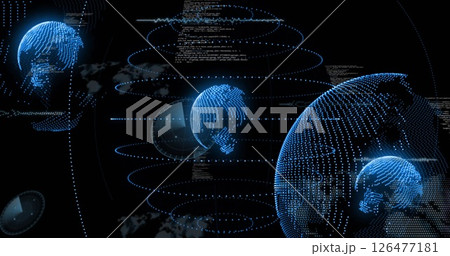 Image of financial data processing over globes 126477181