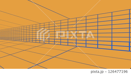 Image of digital tunnel moving on orange background 126477196