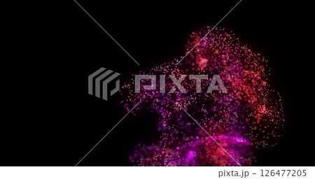 Image of pink and red shapes moving on black background 126477205