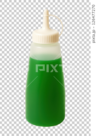 Green syrup in Frosted Squeeze Bottle 126477270