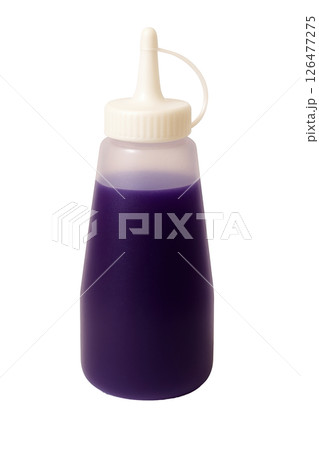 Purple liquid in translucent bottle 126477275