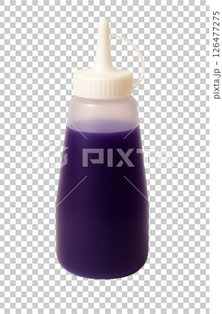 Purple liquid in translucent bottle 126477275