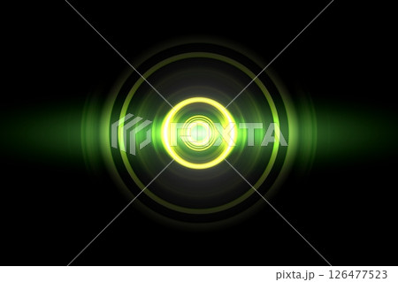 Abstract glowing circle green light effect with sound waves oscillating background Abstract glowing circle green light effect with sound waves oscillating background 126477523