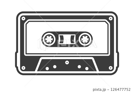 Cassette Tape Retro Vintage Mixtape icon symbol. Vintage 90s cassette logo sign. Vector illustration image. Isolated on white background. 126477752