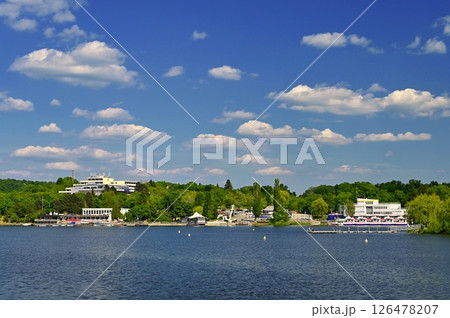 Brno Dam. Place for recreation and sports. Brno - Bystrc. - Czech Republic Europe. Beautiful spring nature with landscape and water. 126478207