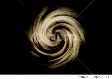 Glowing spiral tunnel with light fog on black background 126478251