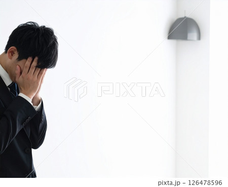 強い不安や苦悩を抱える若いビジネスマン 126478596