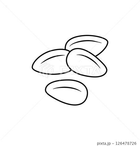 Cedar nut, silhouette, badge. Vector linear illustration isolated on a white background for website design of products, applications, printing Cedar nut, silhouette, badge. Vector linear illustration isolated on a white background for website design of products, applications, printing 126478726
