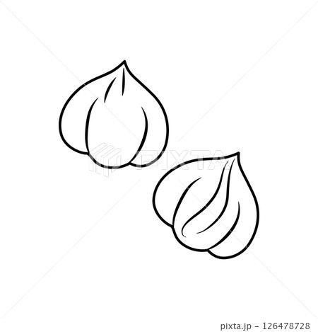 Hazelnut, silhouette, icon. Vector linear illustration isolated on a white background for website design of products, applications, printing 126478728
