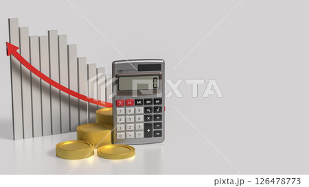 The Calculator and coins for business concept 3d Rendering. The Calculator and coins for business concept 3d Rendering. 126478773