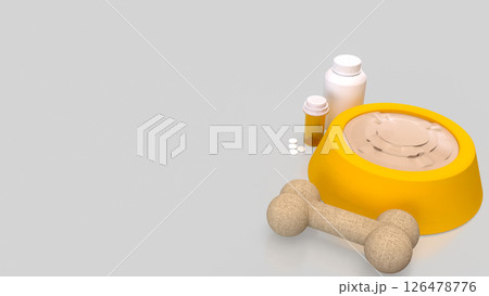 The Food in Bowl for Pet concept 3d Rendering. 126478776