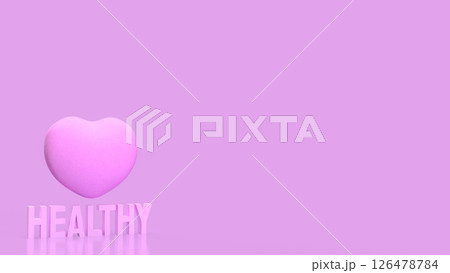 The Healthy text and pink heart image 3d Rendering. 126478784