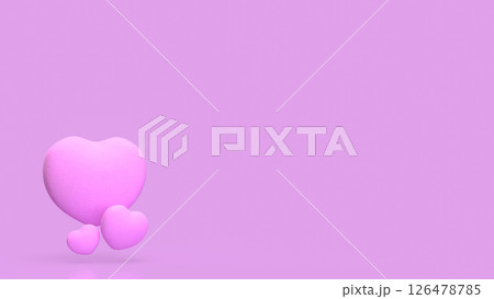 The Pink Heart for love or romance concept 3d Rendering. 126478785