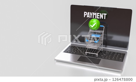 The Green sphere and icon on Notebook 3d Rendering. The Green sphere and icon on Notebook 3d Rendering. 126478800