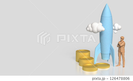 The Rocket and coins for Startup concept 3d Rendering. The Rocket and coins for Startup concept 3d Rendering. 126478806