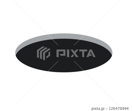 Golf field hole for ball. Rabbit or mouse round hole in ground. 3d perspective circle icon. Vector illustration isolated on white background 126478994