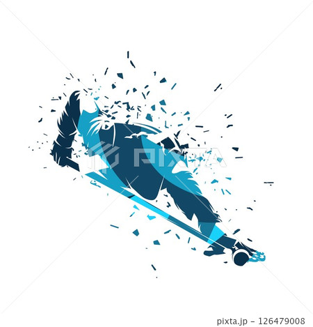 Cue sports player, abstract blue isolated vector silhouette. Snooker, billiards, pool 126479008