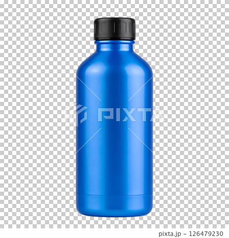 Clear plastic water bottle, full and fresh, isolated on a clean white background 126479230